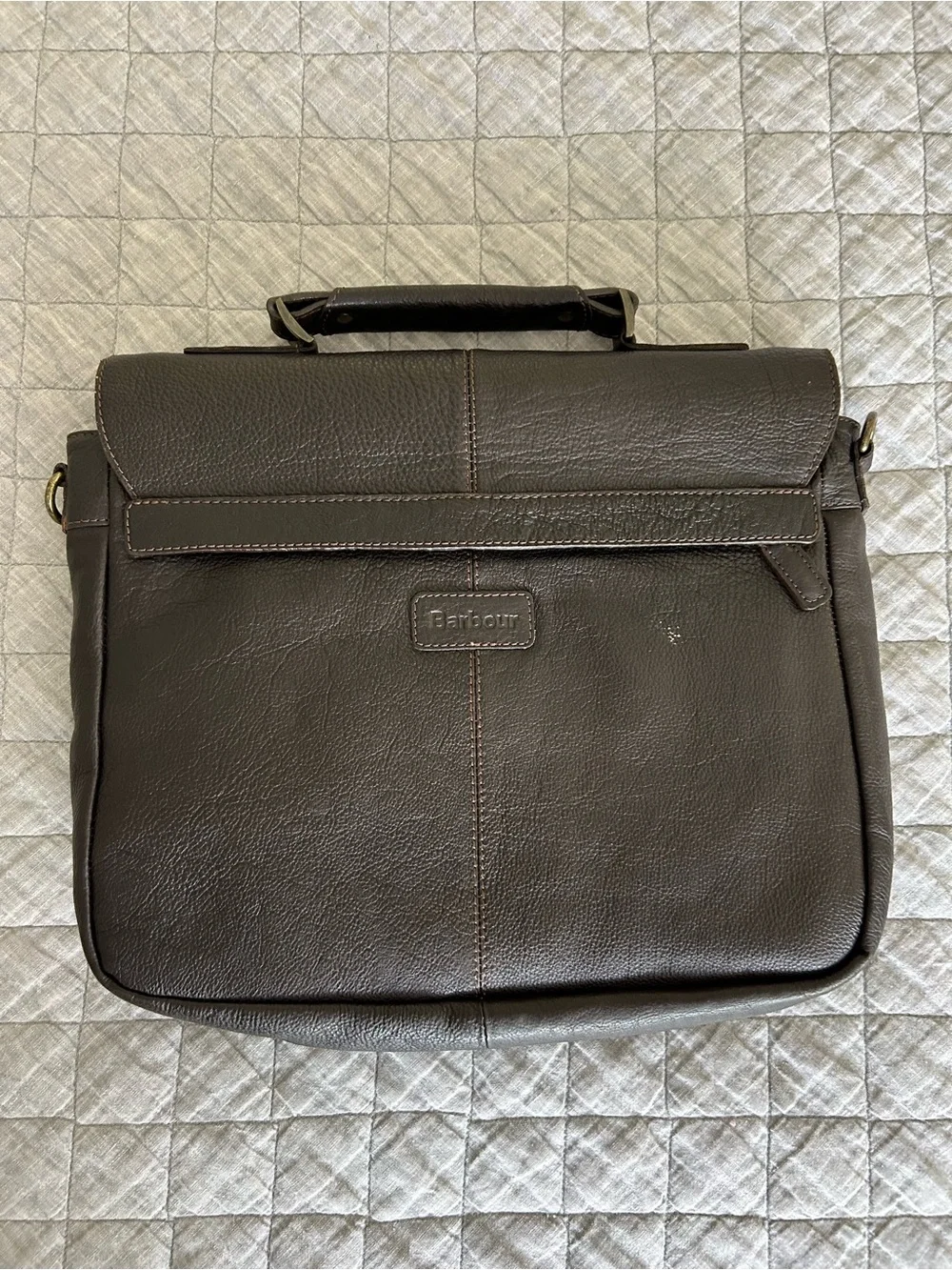 Barbour Brown Leather City Bag Briefcase No Shoulder Strap